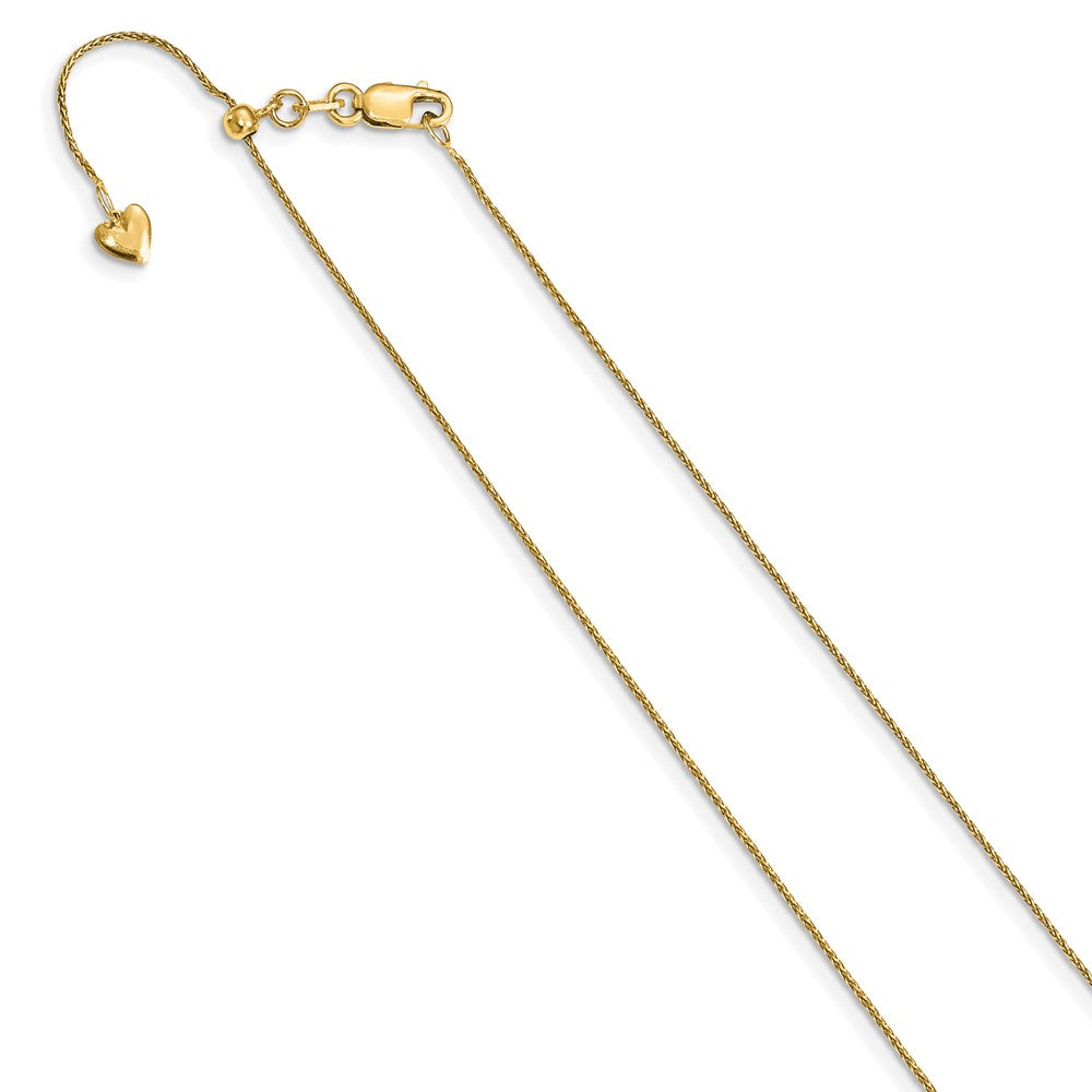 14K Yellow Gold Adjustable .8mm Diamond-cut Wheat Chain