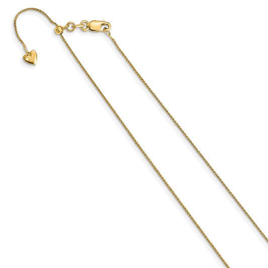 14K Yellow Gold Adjustable .8mm Diamond-cut Wheat Chain