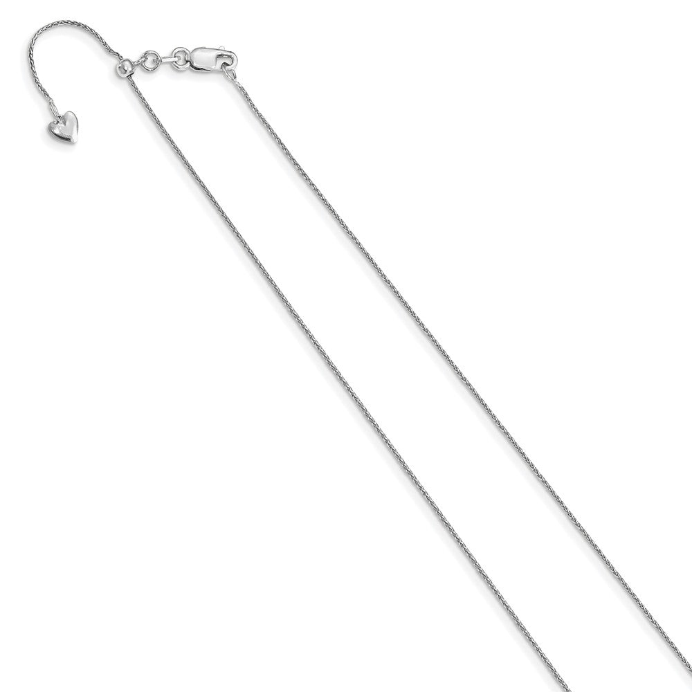 14K White Gold Adjustable .8mm Diamond-cut Wheat Chain