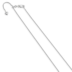 14K White Gold Adjustable .8mm Diamond-cut Wheat Chain