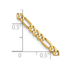 Flache Figarokette aus 14 Karat Gelbgold, 3,25 mm