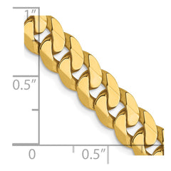 Cadena barbada plana biselada de 6,75 mm de oro amarillo de 14 quilates
