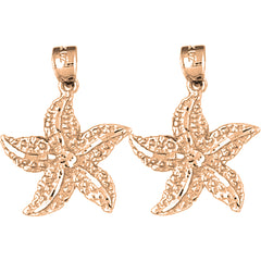 14K or 18K Gold 26mm Starfish Earrings