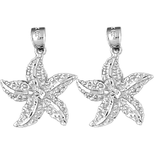 Sterling Silver 26mm Starfish Earrings