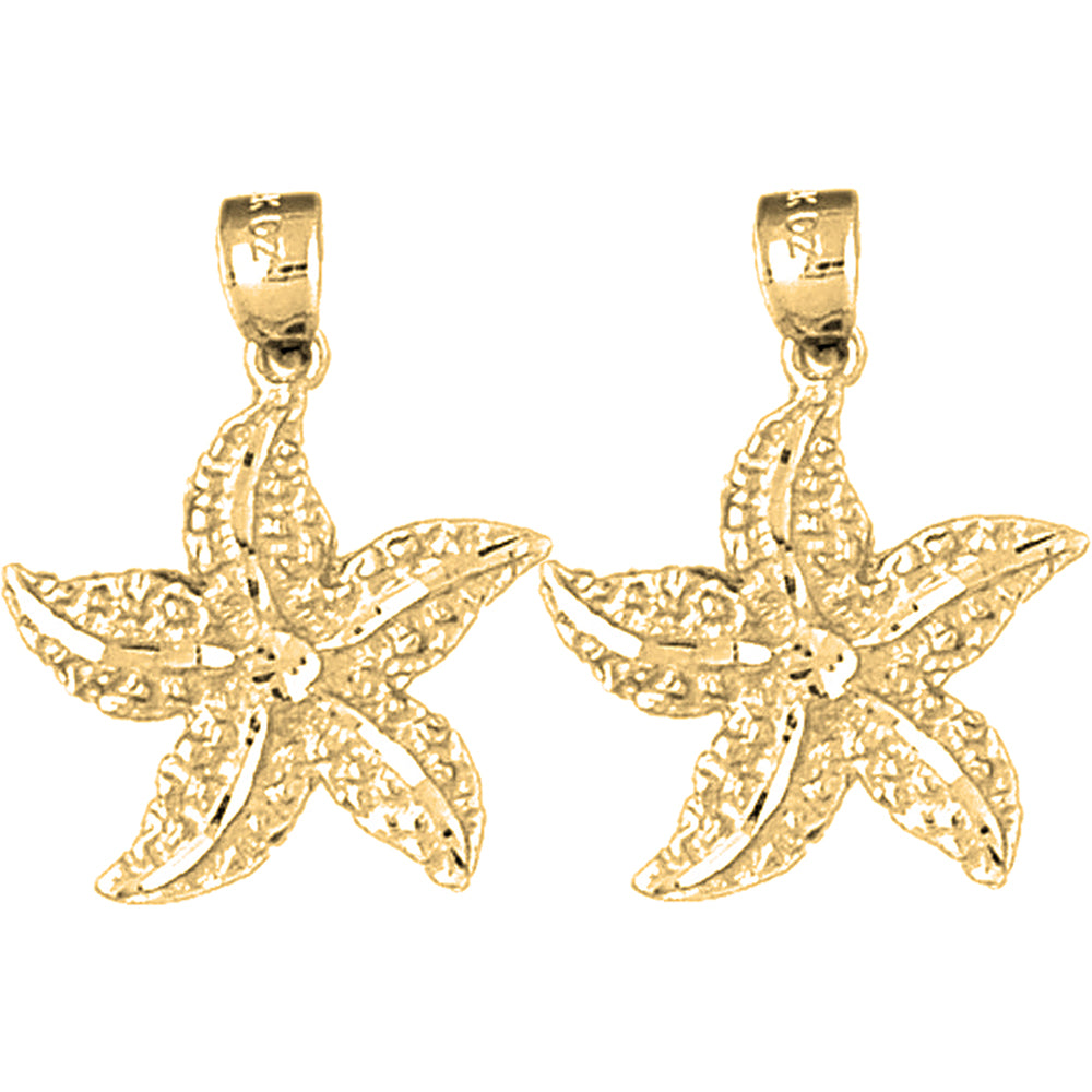 14K or 18K Gold 26mm Starfish Earrings