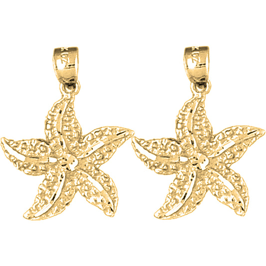 14K or 18K Gold 26mm Starfish Earrings