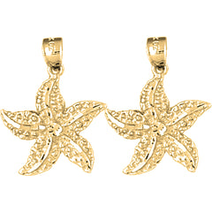 14K or 18K Gold 26mm Starfish Earrings