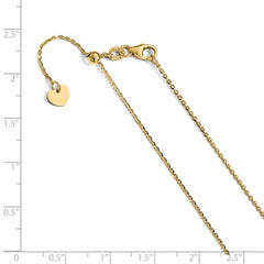 Verstellbare 1,15 mm Rolokette aus 14 Karat Gelbgold mit Diamantschliff