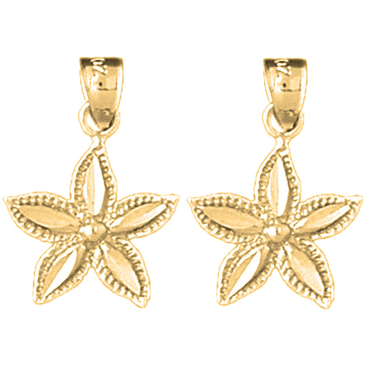 14K or 18K Gold 21mm Starfish Earrings
