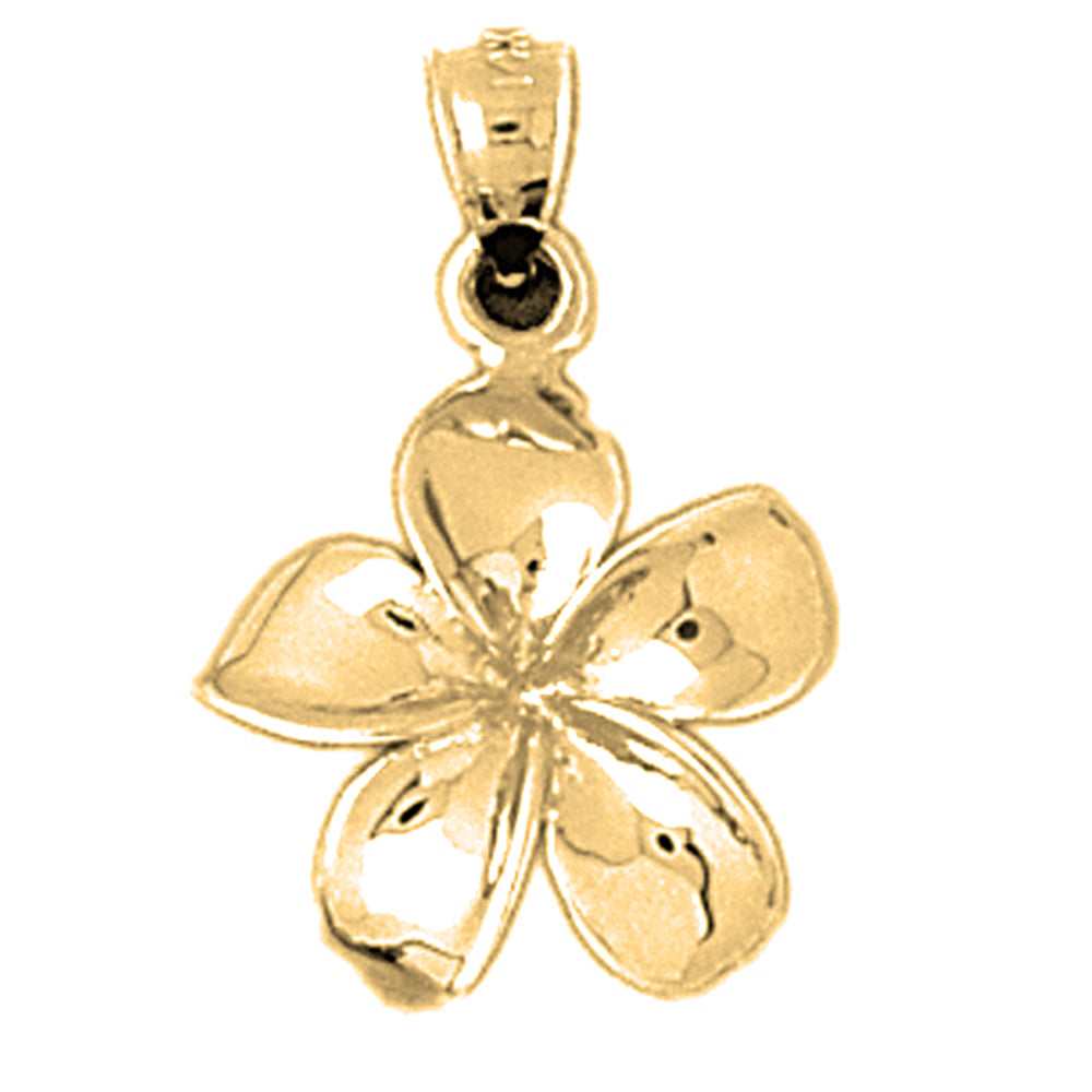 14K or 18K Gold Plumeria Flower Pendant
