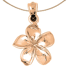 Colgante de flor de plumeria de oro de 14 quilates o 18 quilates