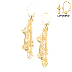 14K or 18K Gold 3D Cruise Ship Earrings