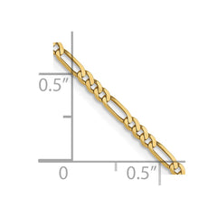 Flache Figarokette aus 14 Karat Gelbgold, 1,8 mm