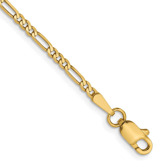 14K Yellow Gold 1.8mm Flat Figaro Chain