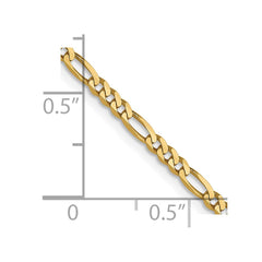 Flache Figarokette aus 14 Karat Gelbgold, 2,25 mm