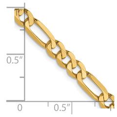 Cadena Figaro plana de oro amarillo de 14 quilates de 4,75 mm