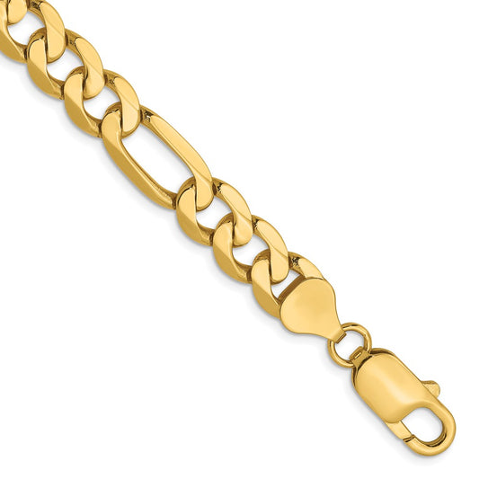 14K Yellow Gold 7.5mm Flat Figaro Chain