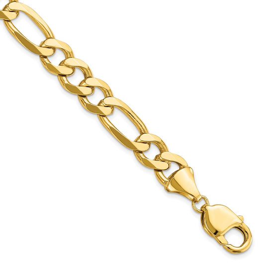 14K Yellow Gold 10mm Flat Figaro Chain