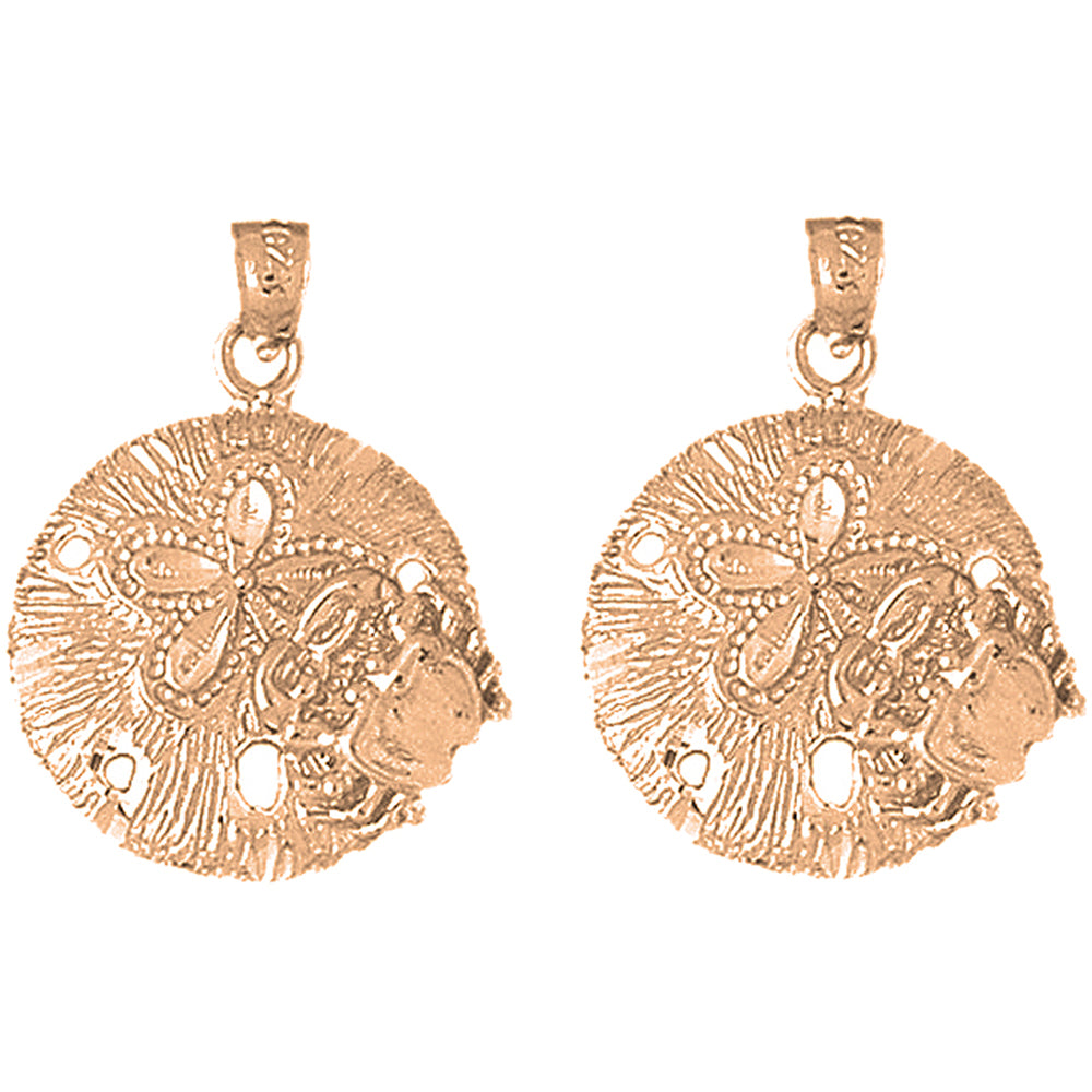 14K or 18K Gold 27mm Sand Dollar Earrings