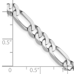 Cadena Figaro plana de oro blanco de 14 quilates de 5,5 mm