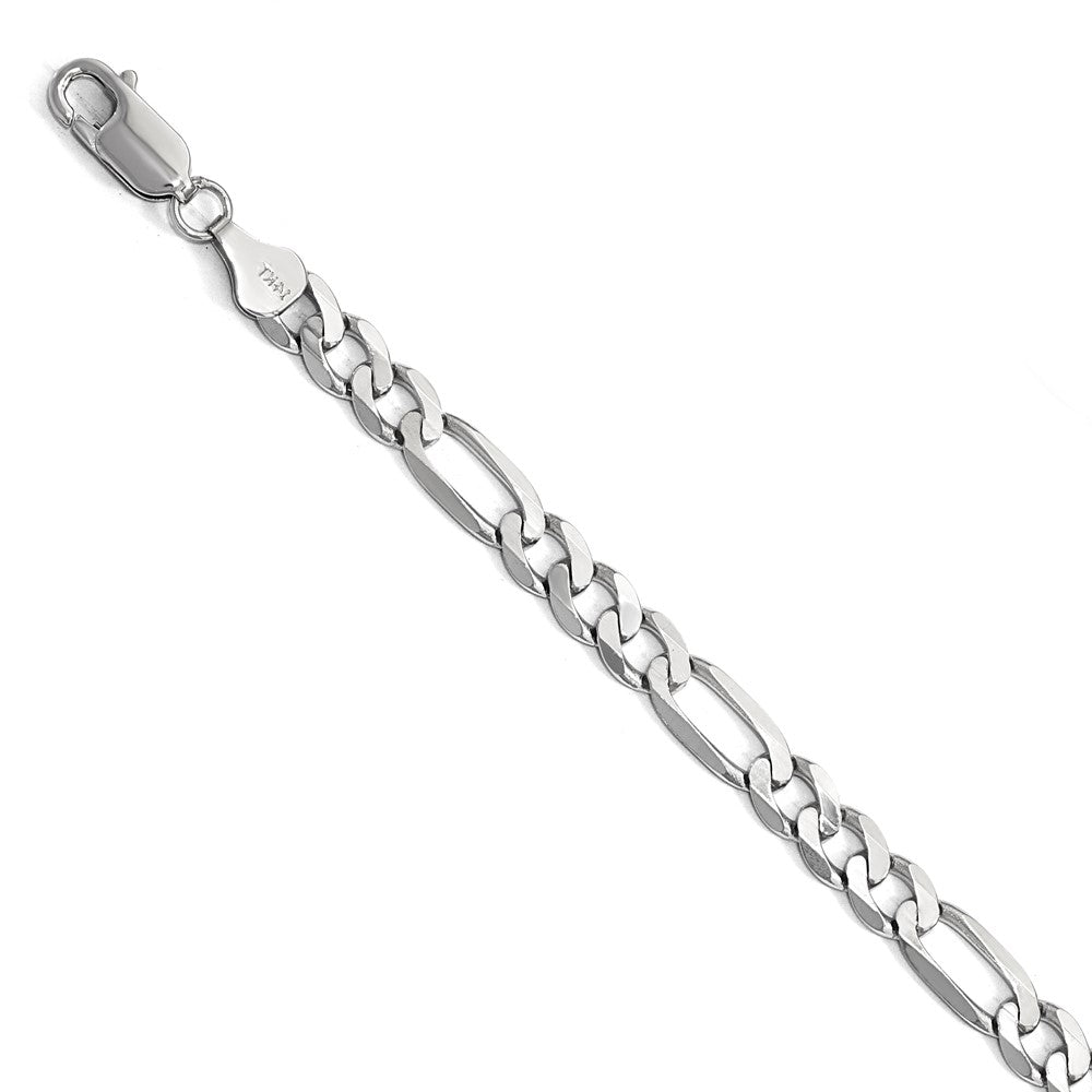14K White Gold 6mm Flat Figaro Chain