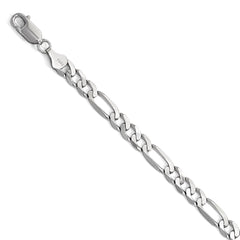 14K White Gold 6mm Flat Figaro Chain