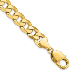 14K Yellow Gold 9.5mm Flat Beveled Curb Chain