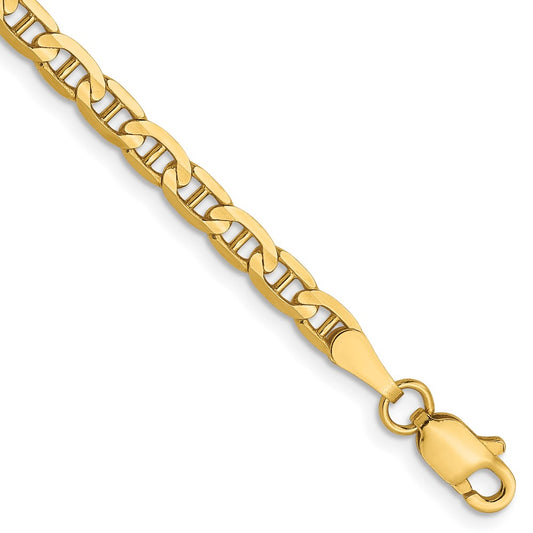 14K Yellow Gold 3mm Concave Anchor Chain