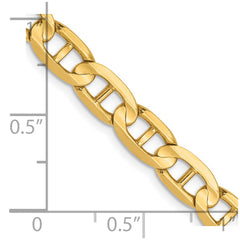 Cadena de ancla cóncava de oro amarillo de 14 quilates de 5,25 mm