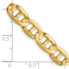 14K Yellow Gold 7mm Concave Anchor Chain
