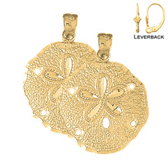 Pendientes de dólar de arena de 32 mm de oro de 14 quilates o 18 quilates