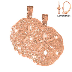 Pendientes de dólar de arena de 32 mm de oro de 14 quilates o 18 quilates