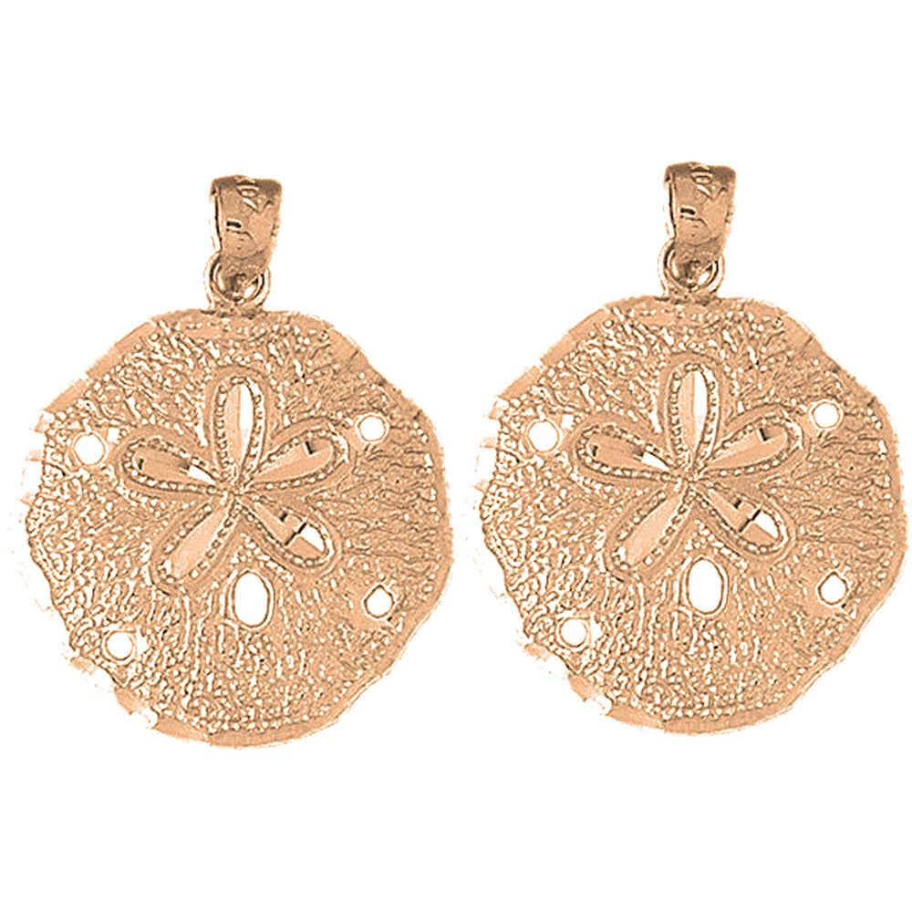 14K or 18K Gold 32mm Sand Dollar Earrings