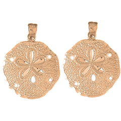 14K or 18K Gold 32mm Sand Dollar Earrings