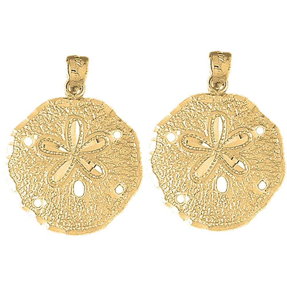 14K or 18K Gold 32mm Sand Dollar Earrings