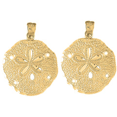 14K or 18K Gold 32mm Sand Dollar Earrings
