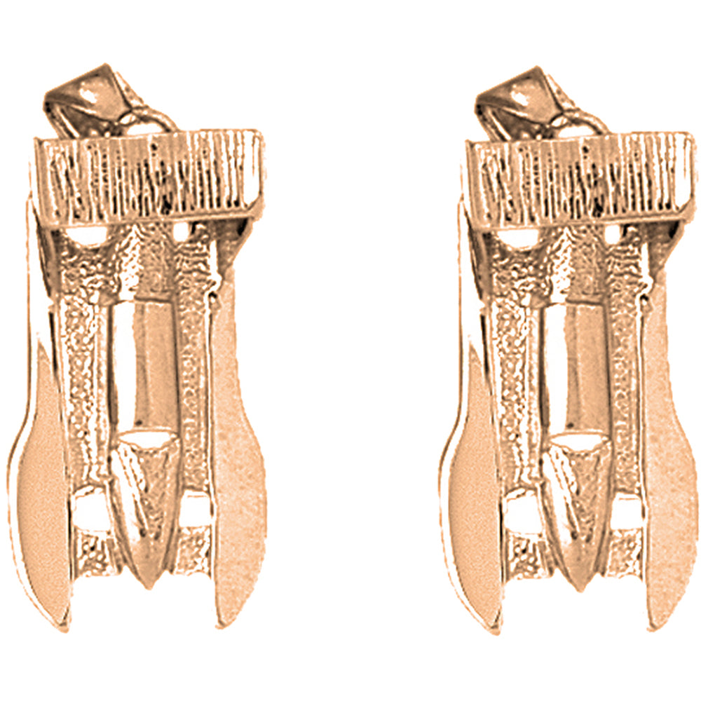 14K or 18K Gold 30mm Race Boat 3D Earrings