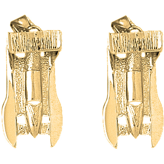 14K or 18K Gold 30mm Race Boat 3D Earrings