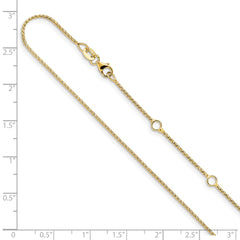 14K Yellow Gold 1mm Diamond-cut Open Franco 1in+1in Adjustable Chain