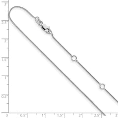 Cadena ajustable Spiga (trigo) de oro blanco de 14 quilates de 0,8 mm, 1 pulgada + 1 pulgada