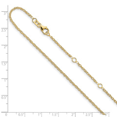 Cadena ajustable de 1 pulgada + 1 pulgada de cuerda suelta con corte de diamante de 1,5 mm de oro amarillo de 14 quilates
