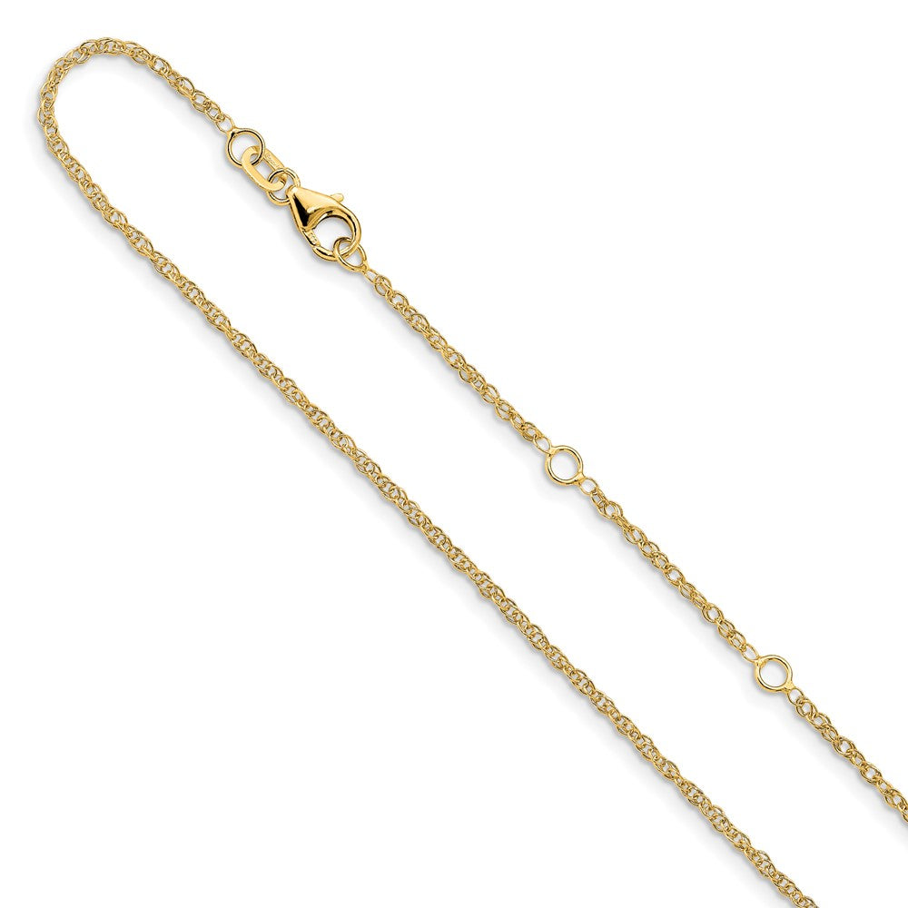 14K Yellow Gold 1.5mm Diamond-cut Loose Rope 1in+1in Adjustable Chain