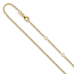 14K Yellow Gold 1.5mm Diamond-cut Loose Rope 1in+1in Adjustable Chain