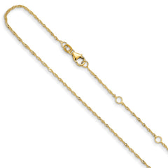 14K Yellow Gold 1.25mm Singapore 1in+1in Adjustable Chain