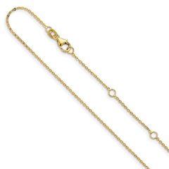 14K Yellow Gold 1.2mm Flat Cable 1in+1in Adjustable Chain