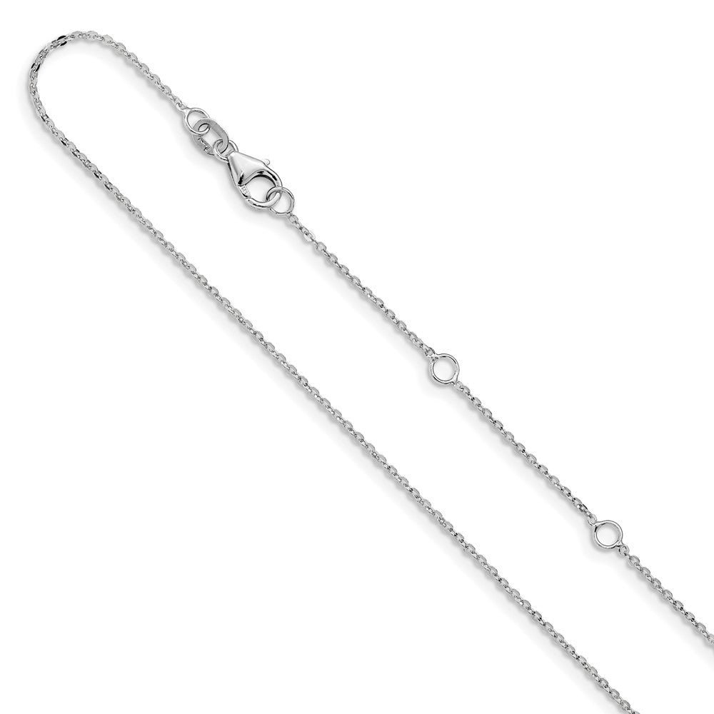 14K White Gold 1.2mm Flat Cable 1in+1in Adjustable Chain