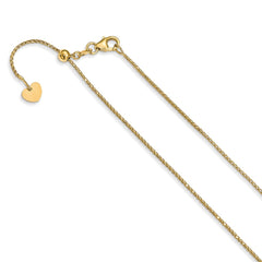 14K Yellow Gold Adjustable 1mm Quadra Wheat Chain