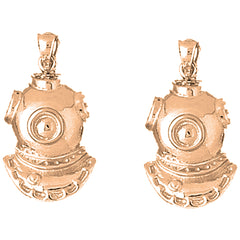 14K or 18K Gold 30mm Diving Helmet Earrings