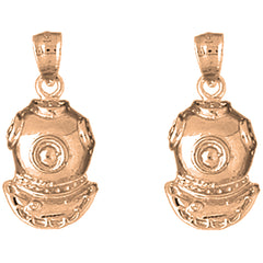 14K or 18K Gold 25mm Diving Helmet Earrings