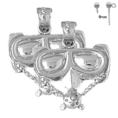 Sterling Silver 20mm Scuba Mask Earrings (White or Yellow Gold Plated)